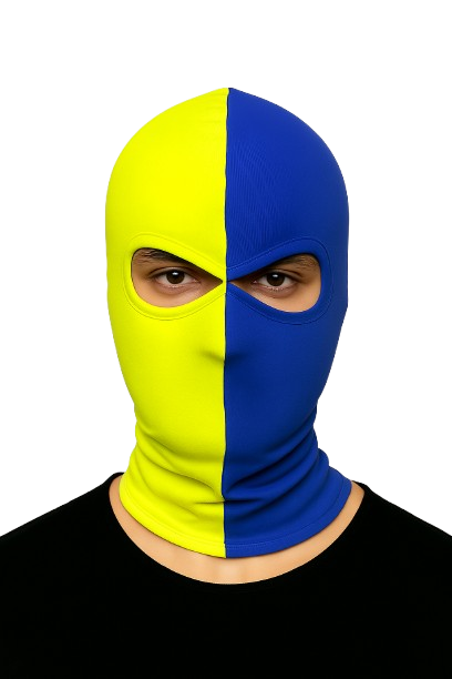 Geel-Blauwe balaclava